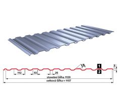 Trapézový plech T14 PE25 RAL 6005 tm. zelená lesk, stěnový profil
